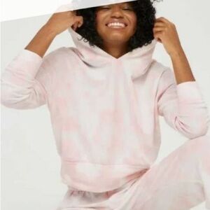 Aerie pink tie dye cropped hoodie